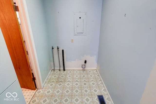 laundry area with electric panel