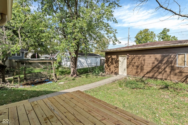 view of yard featuring a deck