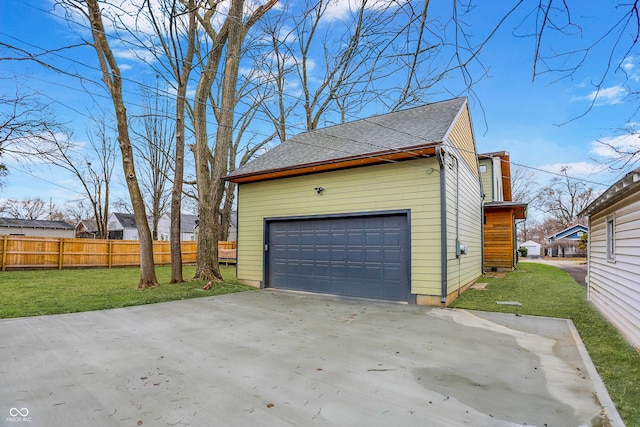 garage with fence