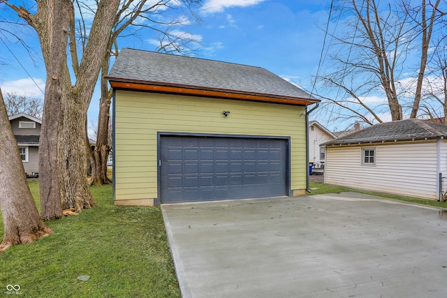 view of detached garage