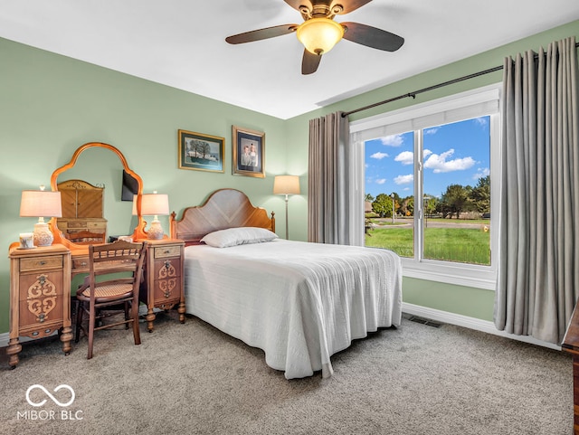 bedroom with carpet and ceiling fan