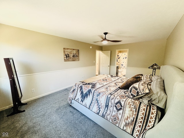 bedroom with carpet flooring and ceiling fan