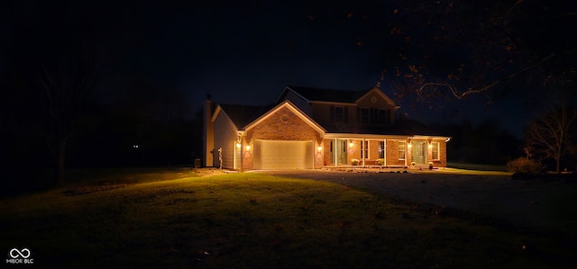 view of front property with a garage