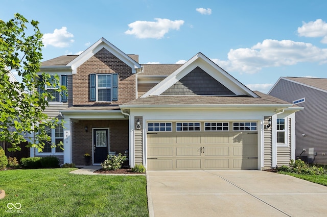 craftsman inspired home with a front yard