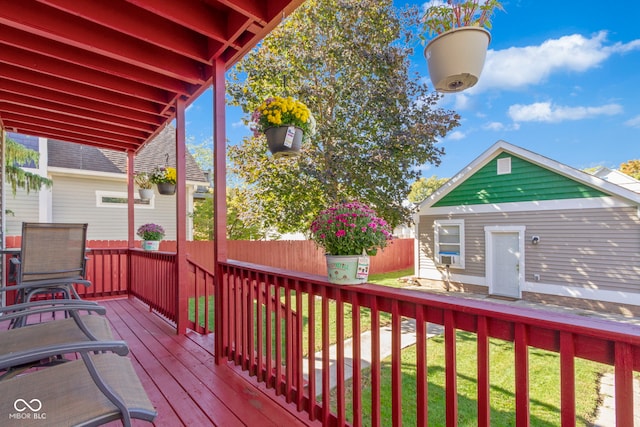 deck with a lawn