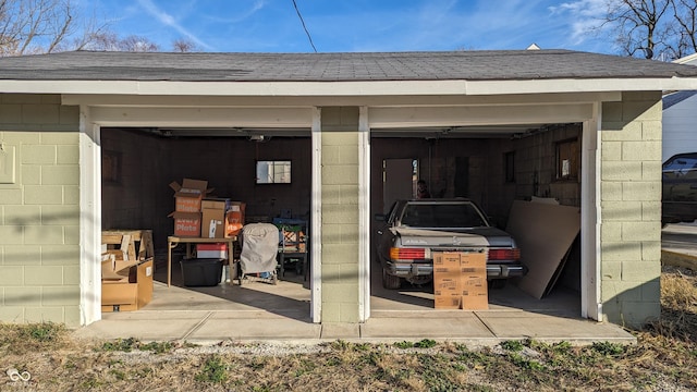 view of garage