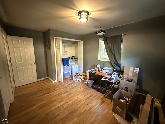 bedroom with a closet and wood-type flooring