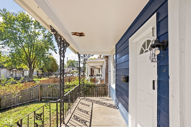 balcony featuring a porch