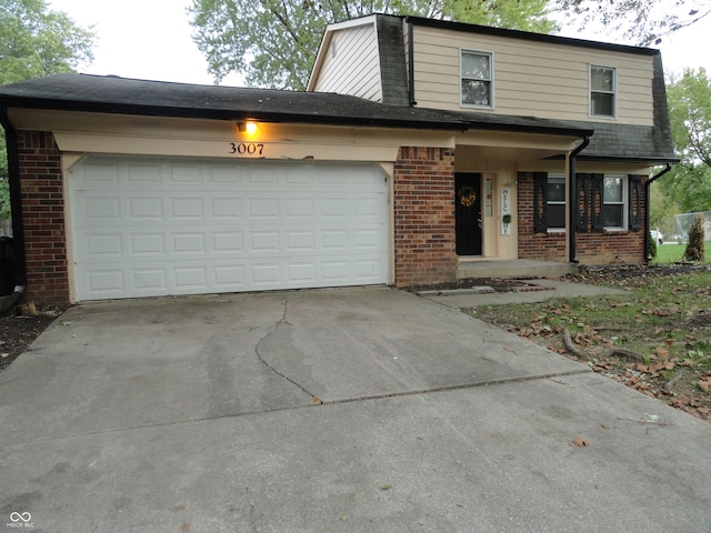 view of front property with a garage