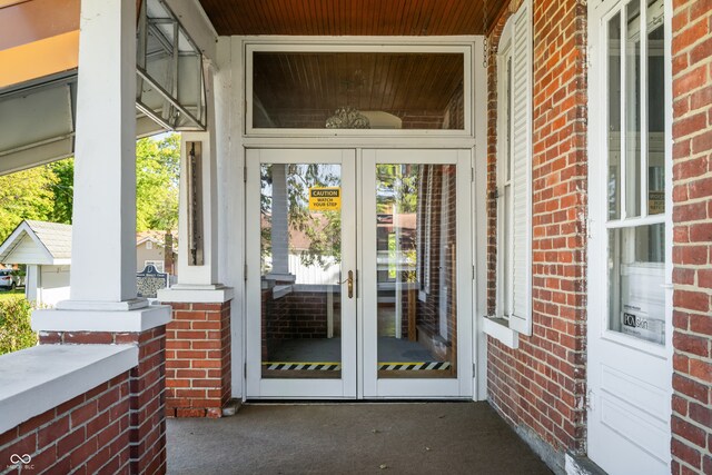 view of exterior entry with french doors