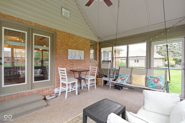 603 Ophelia Dr, Avon, IN 46123 - sunroom / solarium featuring vaulted ceiling and a ceiling fan