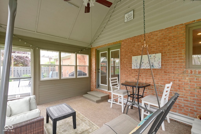 603 Ophelia Dr, Avon, IN 46123 - sunroom featuring ceiling fan and lofted ceiling