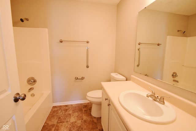 full bathroom featuring  shower combination, vanity, and toilet