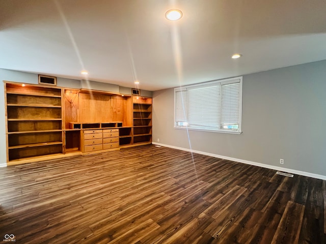 unfurnished living room featuring dark hardwood / wood-style floors