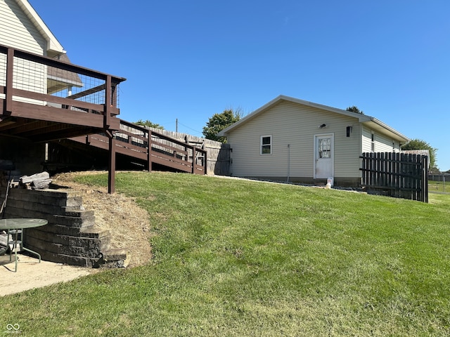 view of yard with a deck