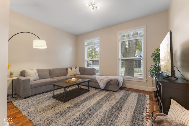 living room featuring hardwood / wood-style flooring