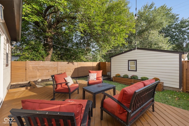 wooden deck with an outdoor hangout area