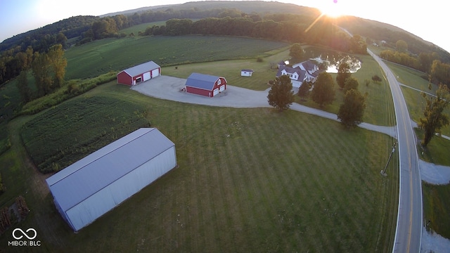 drone / aerial view with a rural view