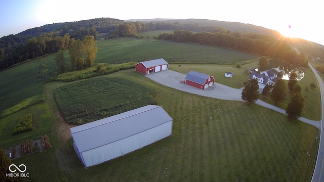 drone / aerial view with a rural view