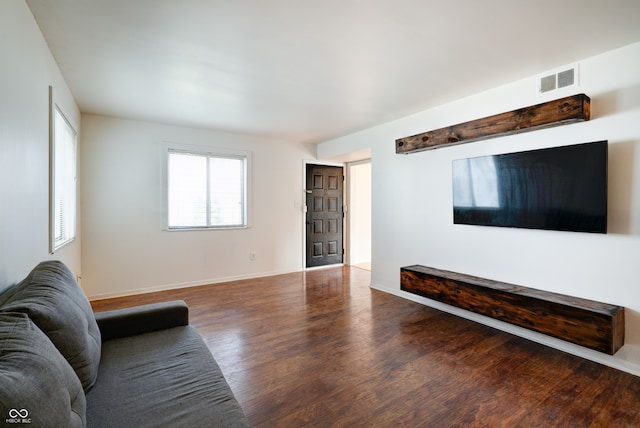 living room with wood-type flooring