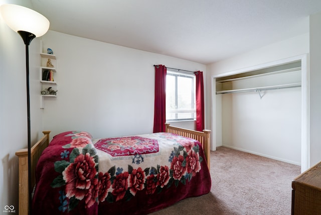 bedroom featuring a closet and carpet