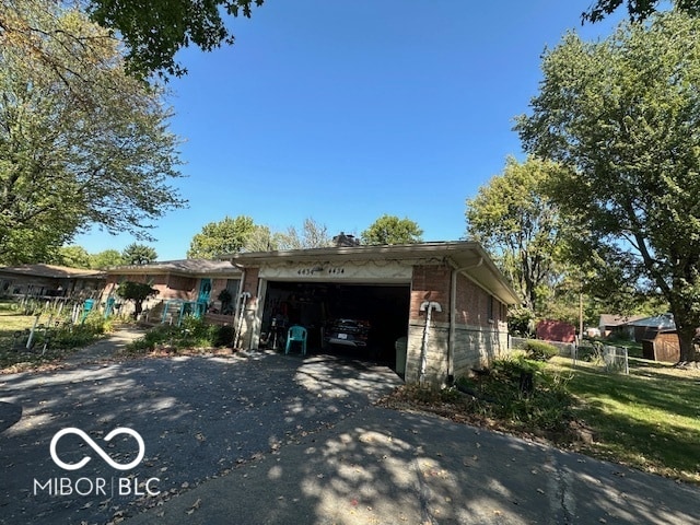 exterior space with a garage