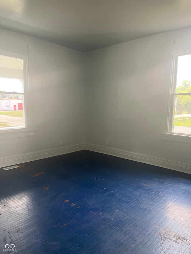 empty room with hardwood / wood-style floors and a wealth of natural light