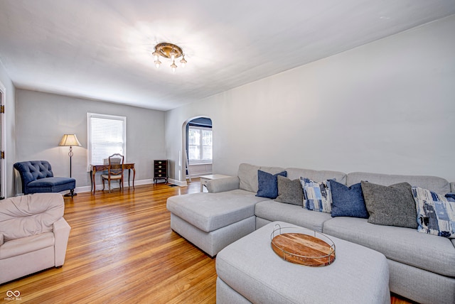 living room featuring light hardwood / wood-style floors