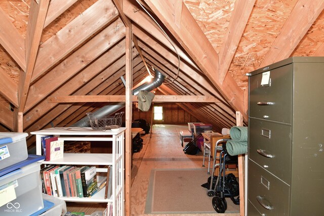 view of unfinished attic