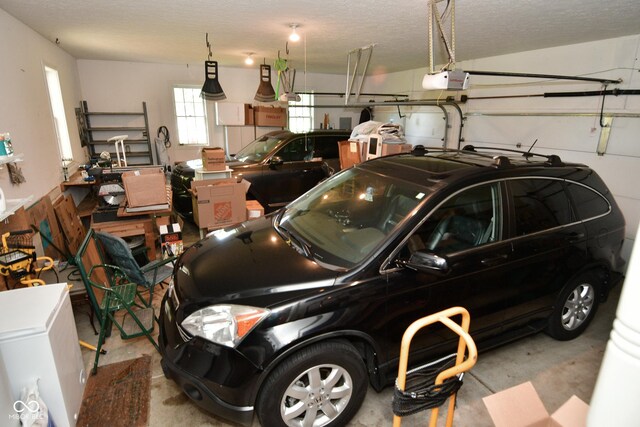 garage with a garage door opener