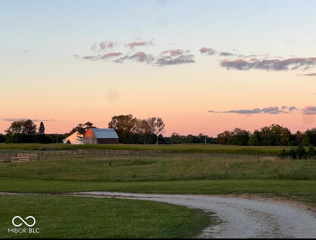 exterior space featuring a rural view