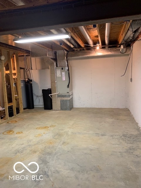 basement with heating unit