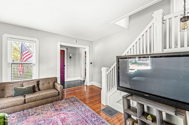 living room featuring hardwood / wood-style flooring