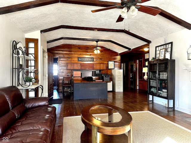 610 E Morgan St, Martinsville, IN 46151 - living room featuring ceiling fan and dark wood-style floors