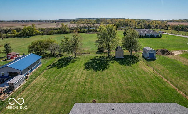 aerial view featuring a rural view