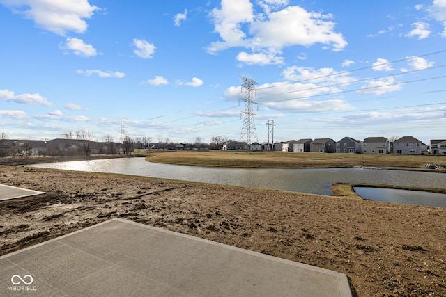 exterior space featuring a water view