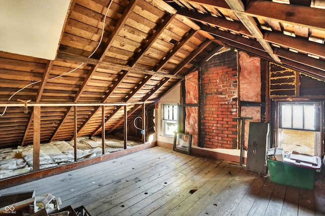 view of unfinished attic