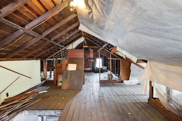 view of unfinished attic