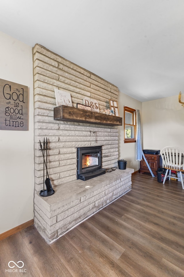 living room featuring dark hardwood / wood-style floors