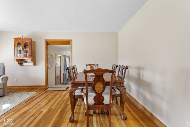 dining area with hardwood / wood-style flooring