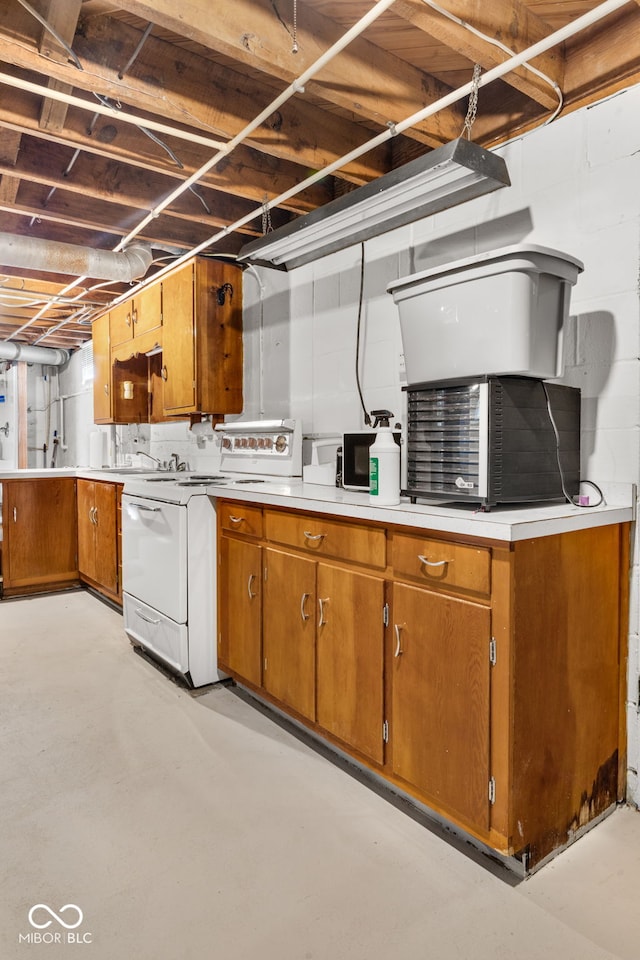 kitchen featuring white range