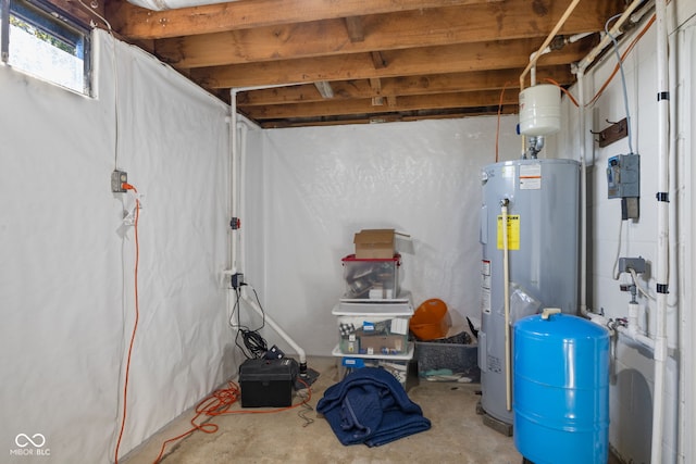 basement with water heater