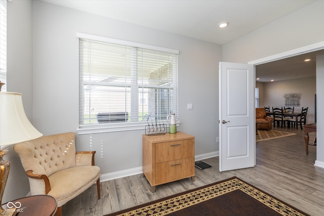 living area featuring light hardwood / wood-style floors