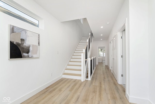 interior space with light hardwood / wood-style floors