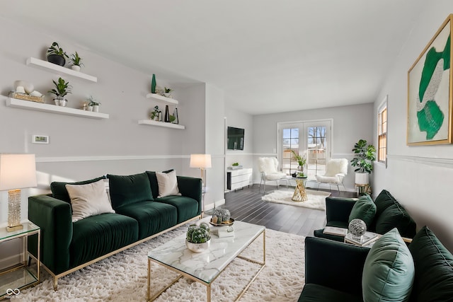 living room with hardwood / wood-style flooring