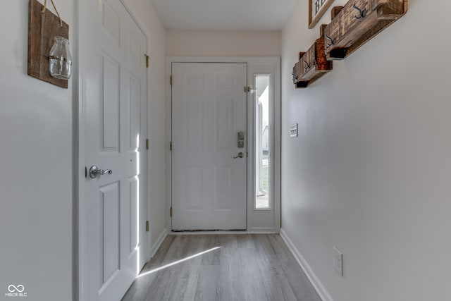 foyer with light hardwood / wood-style floors