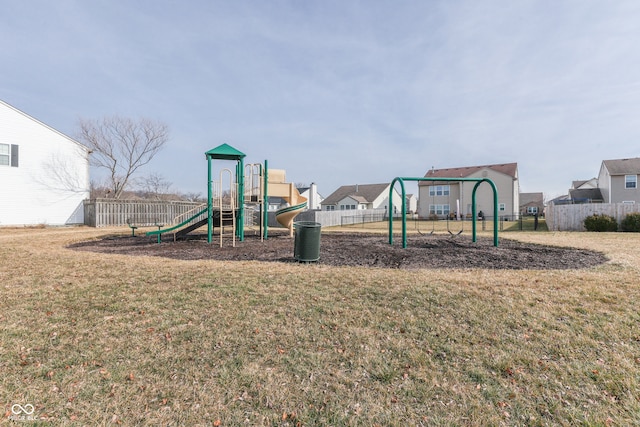 view of play area featuring a lawn