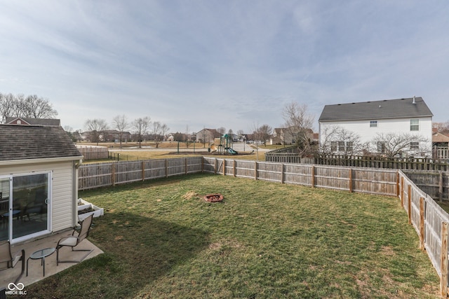 view of yard featuring a playground