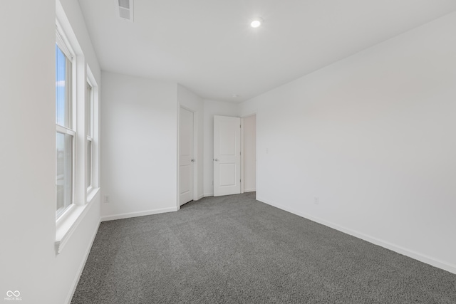 carpeted spare room featuring a wealth of natural light