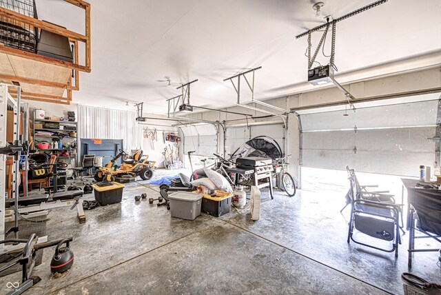 garage with a garage door opener